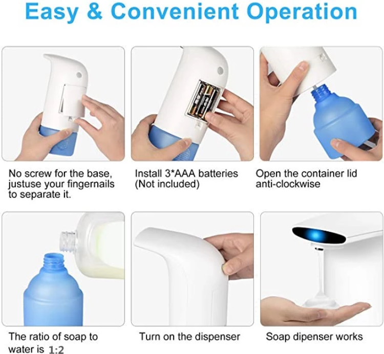 300 ML Automatic Foam Soap Dispenser Hands-Free Touchless Kitchen Bathroom