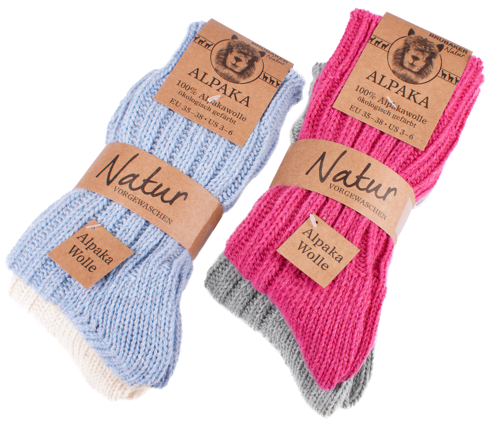 BRUBAKER Men's Women's Alpaca Wool Socks Winter Socks for Men Women 4 Pair Pack