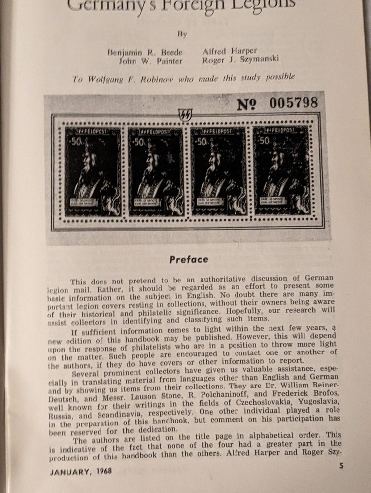German Postal Specialist Jan 1968 Germany's Foreign Legions Leipzig Fair