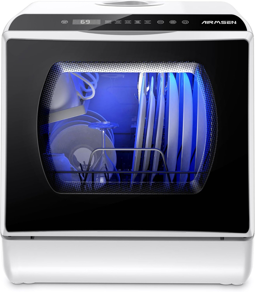 Portable Countertop Dishwashers, 5 Washing Programs Mini Dishwashers with 1.2 Ga