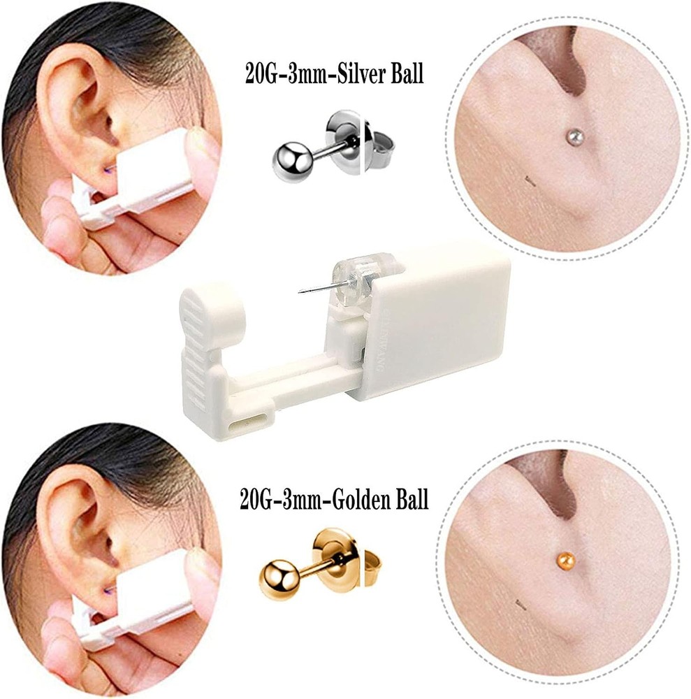 4 PCS Self Ear Piercing Gun Kit, Disposable Tool Set 3MM