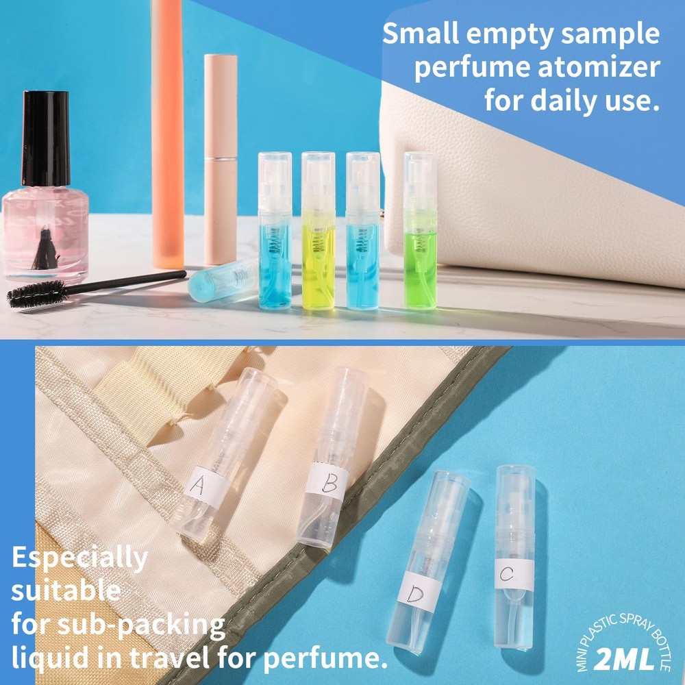 Fandamei Mini Spray Bottle, 60PCS 2ml Clear Plastic 2ml, clear