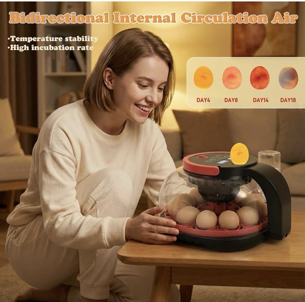 12 Egg Incubator Automatic Turner Digital Temperature Control Chicken Duck Hatch