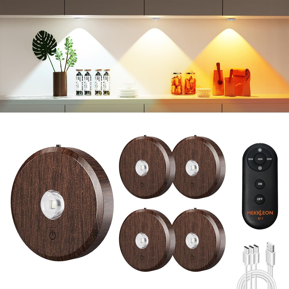 Puck Lights with Remote Control Rechargeable,Wireless Under Cabinet Lighting,...