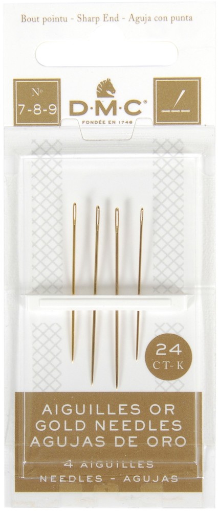 Gold Embroidery Hand Needles Size 7/9 4/Pkg