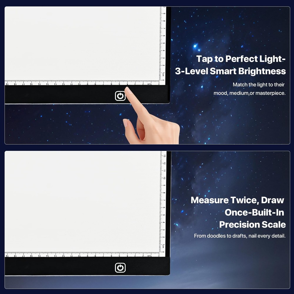 LED Light Box A4 Ultra Thin Adjustable USB Powered with 10 Sheets Tracing Paper