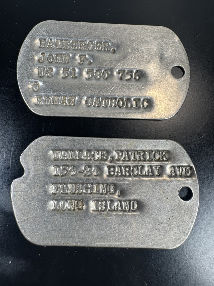 Vintage WWII–Korean War U.S. Dog Tags Lot of 2 – Notched + Smooth