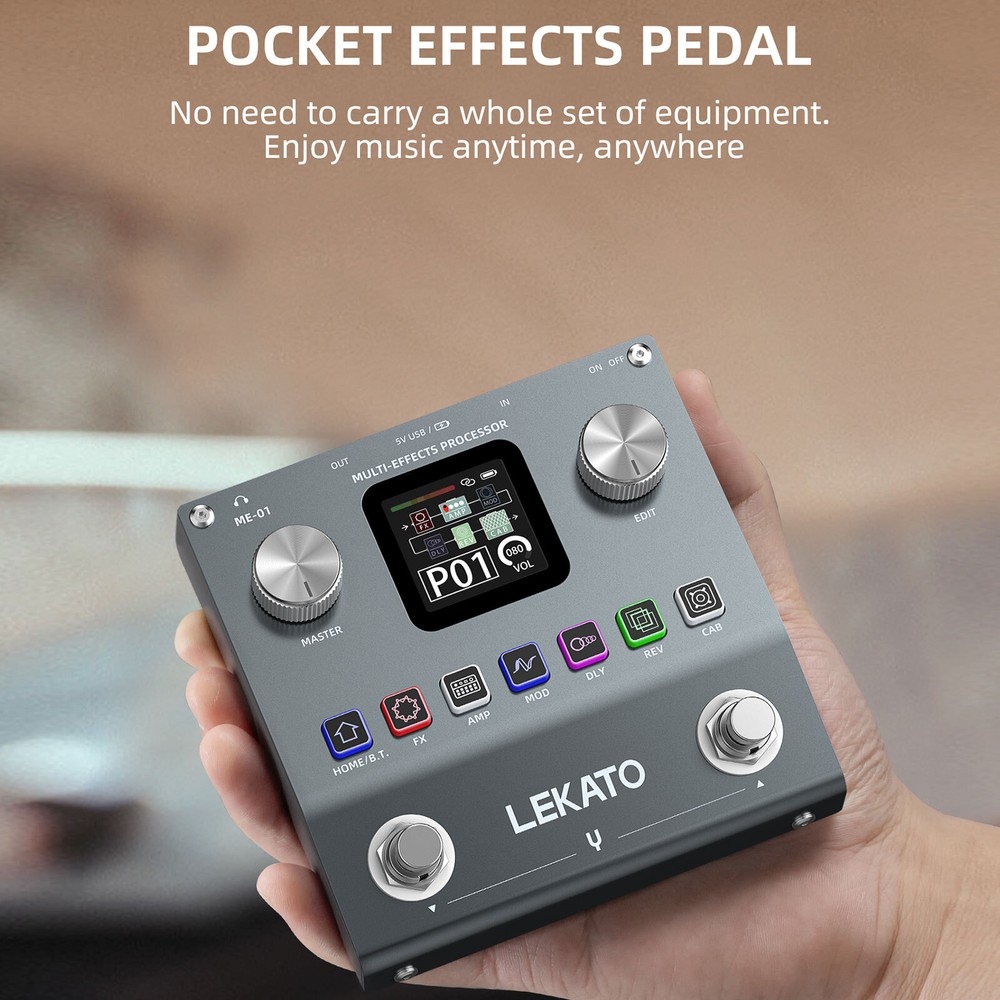 LEKATO 80 Editable Presets 6 Effects ModulesMulti Effects Guitar Bass Pedal US