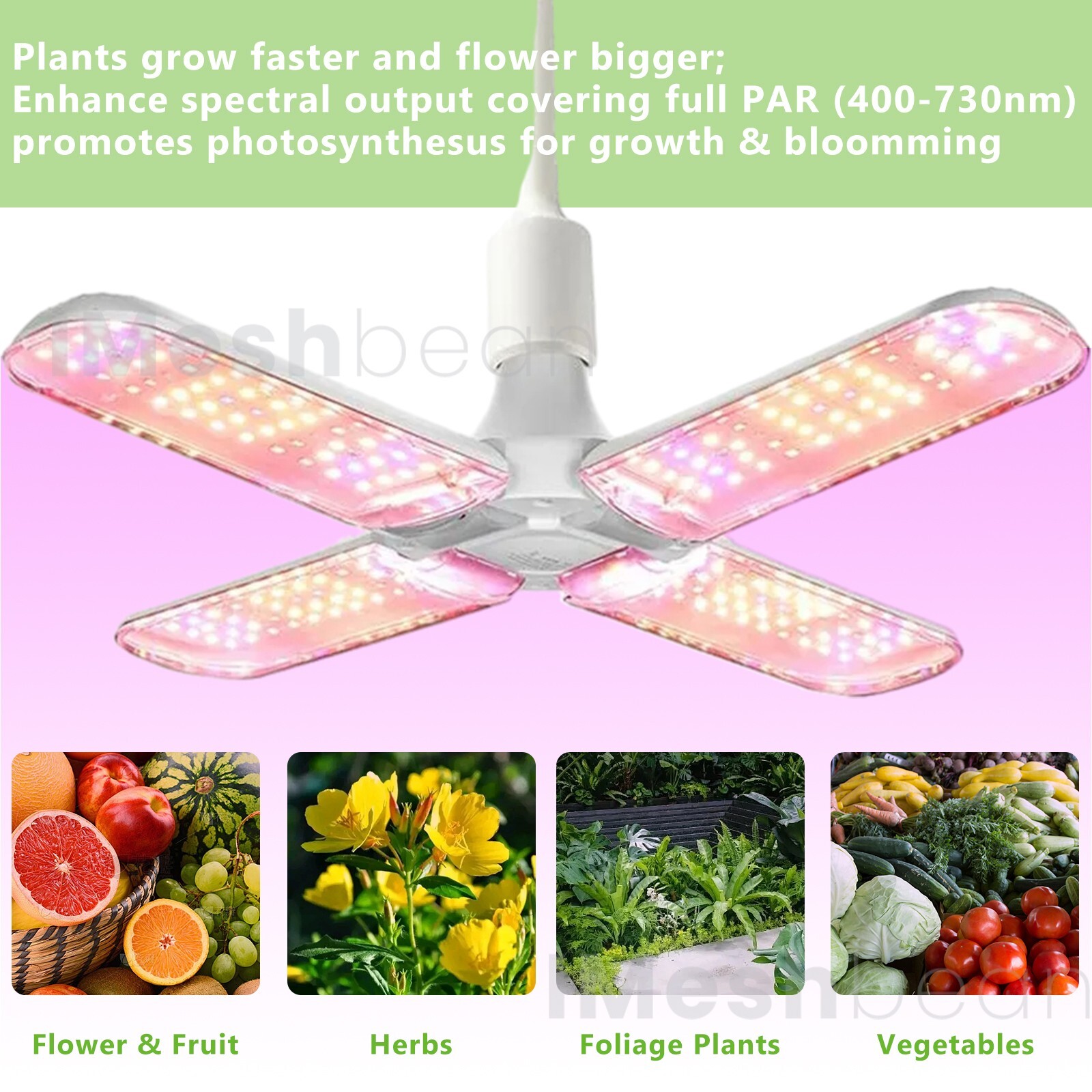 48"x48"x80" Complete Grow Tent Kit w/LED Full Spectrum Grow Light+Air Filter Kit