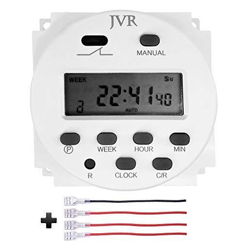 JVR 12V Timer Switch Programmable Digital 12 Volt DC/AC/Solar Battery Powered