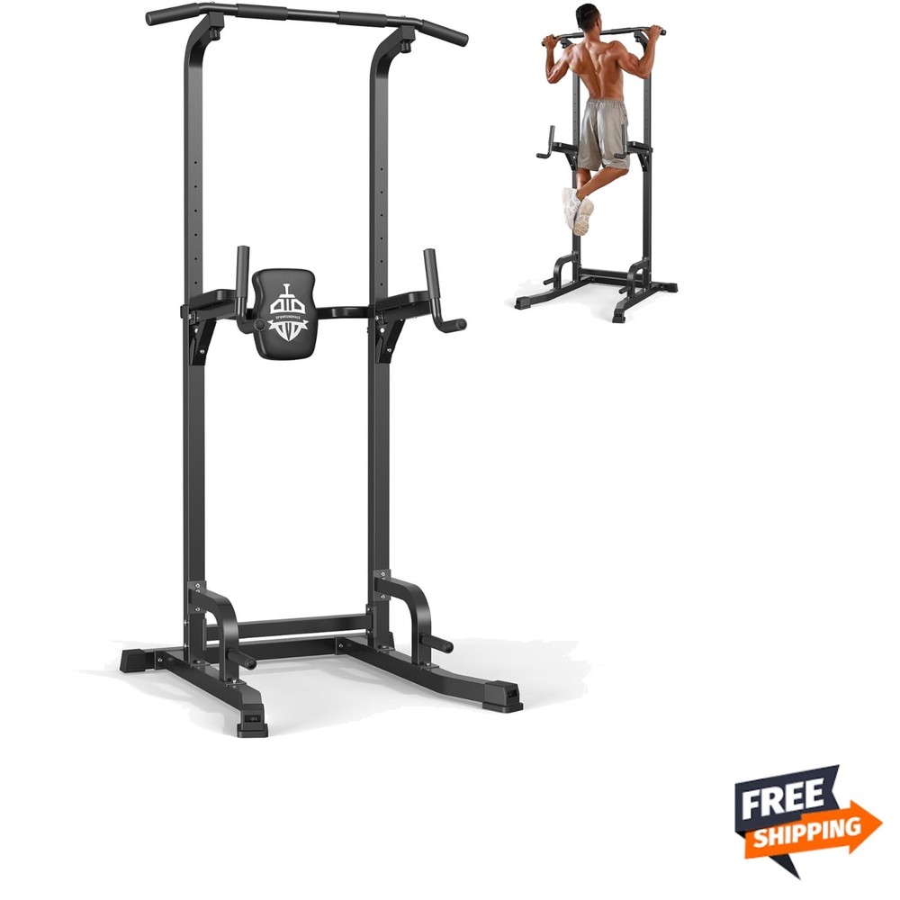 Power Tower Pull Up Bar Station, 450LBS Stable Pull Up Dip Station for Home G...