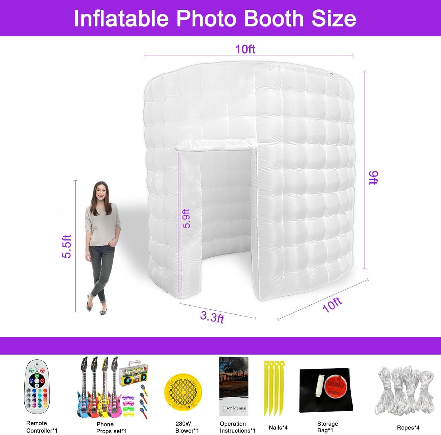 Inflatable Photo Booth, Portable Photo Booth Enclosure Tent for Weddings Parties