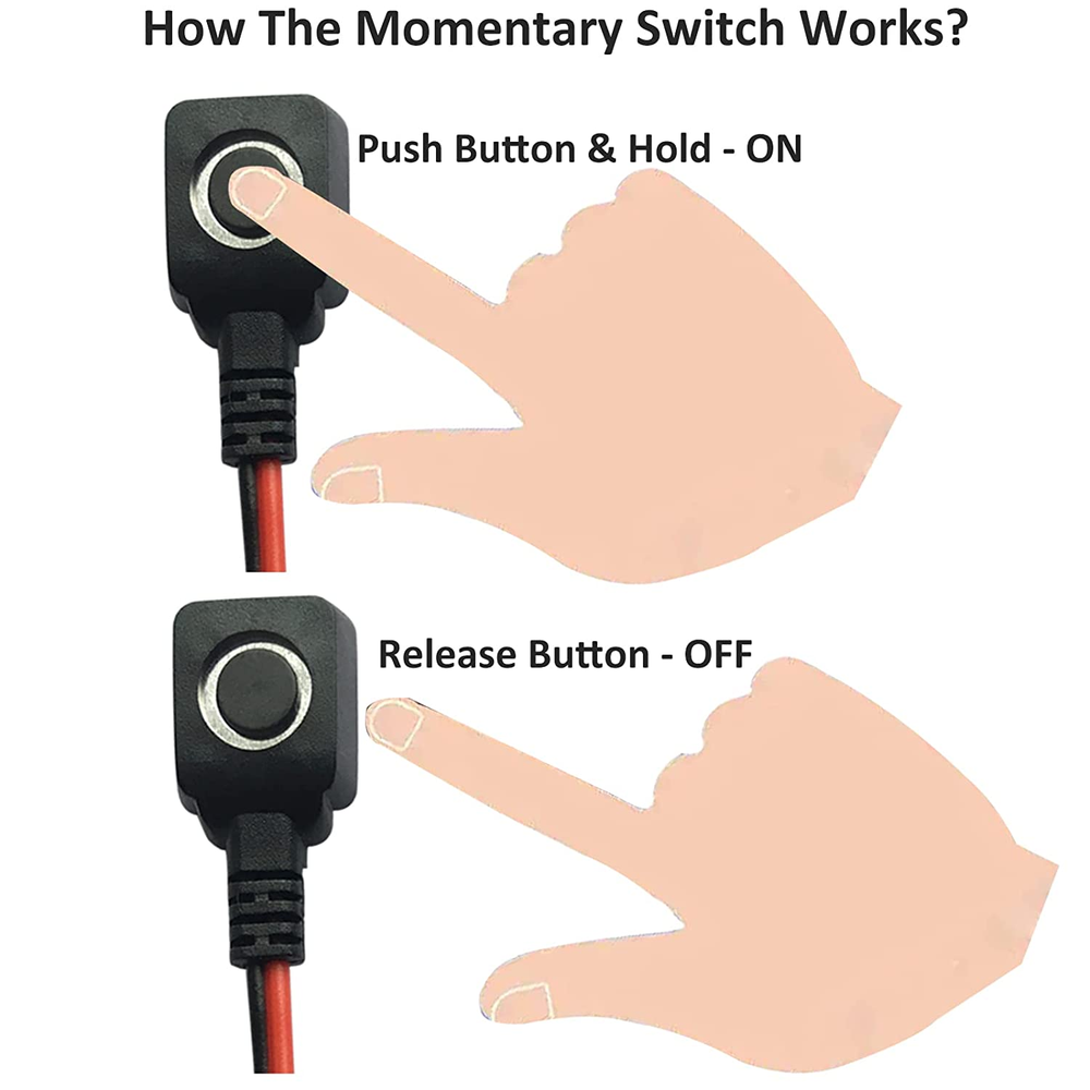12V 24V Momentary Push Button Switch, 0.5M Pre-Wired Cable and Double-Sided Tape