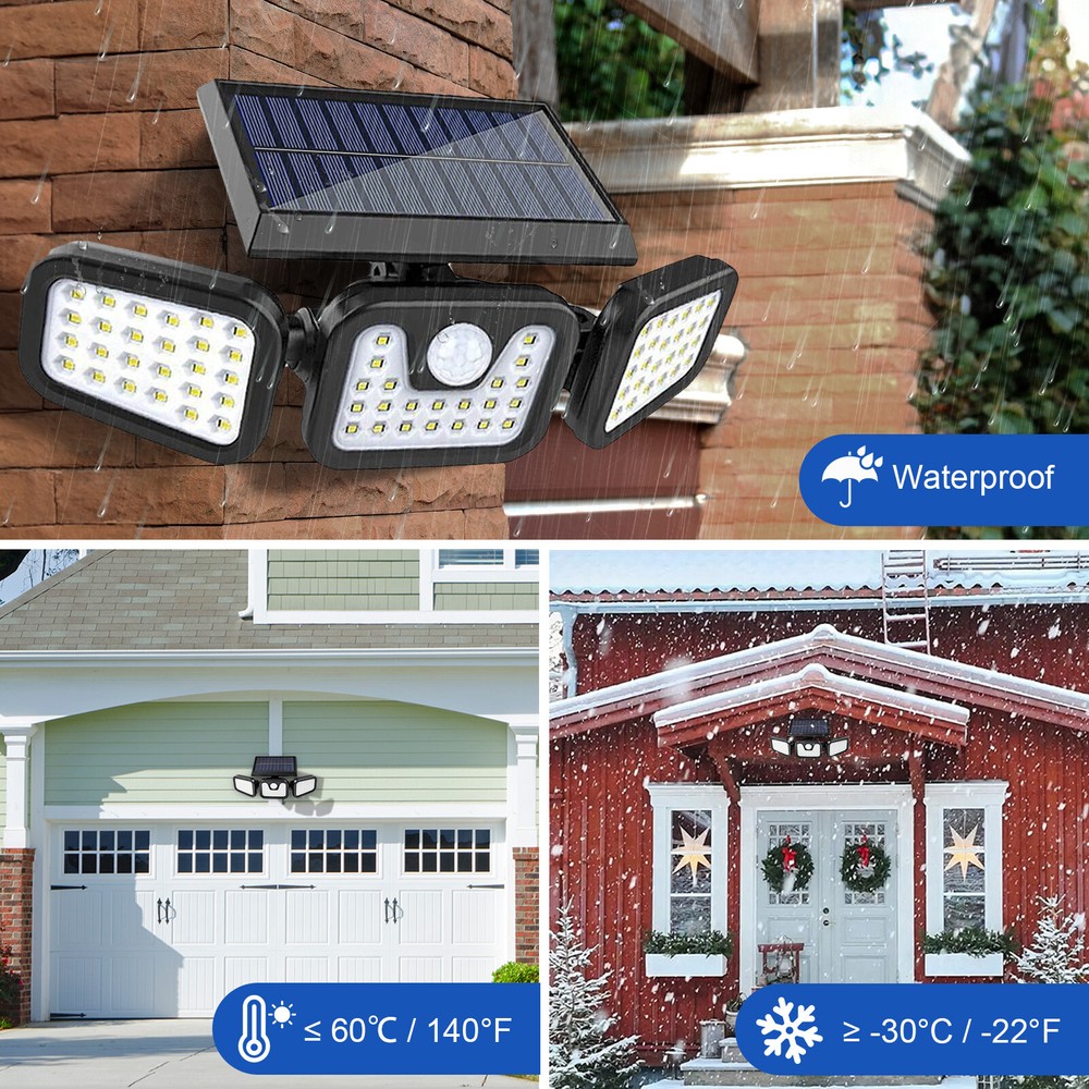 2 Pack LED Motion Sensor IP65 Solar Lights Outdoor Waterproof Security Lamp US