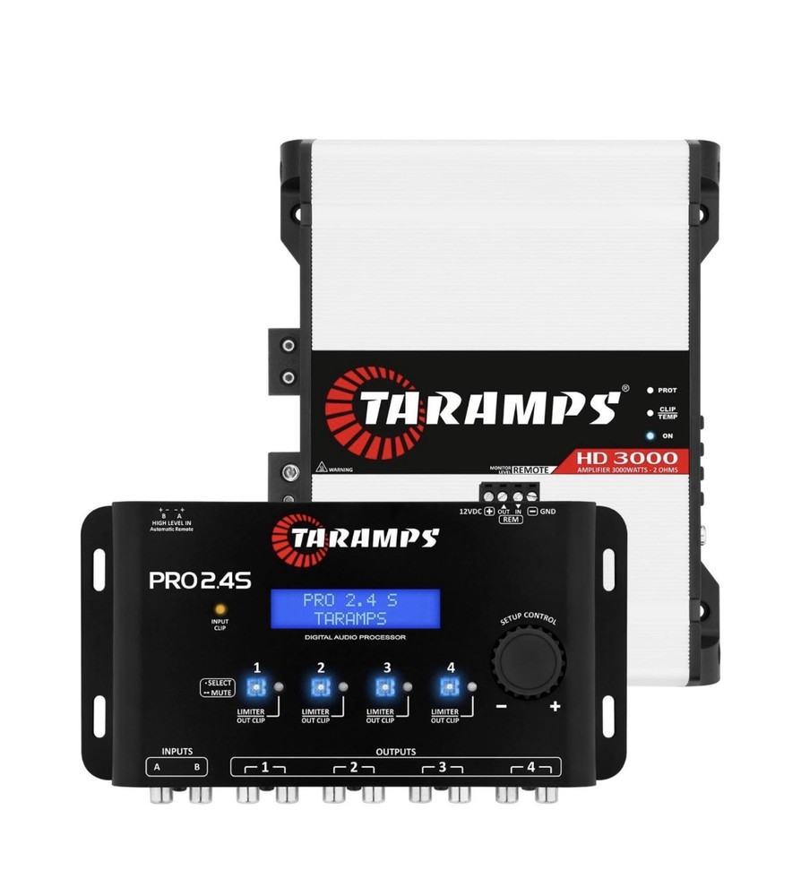 Taramps HD3000 2 Ohm Amp + PRO 2.4S DSP Digital Audio Processor Bundle