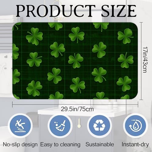 St. Patrick Day Bathroom Mat Quick St. Patrick Day Green Clover Checkered