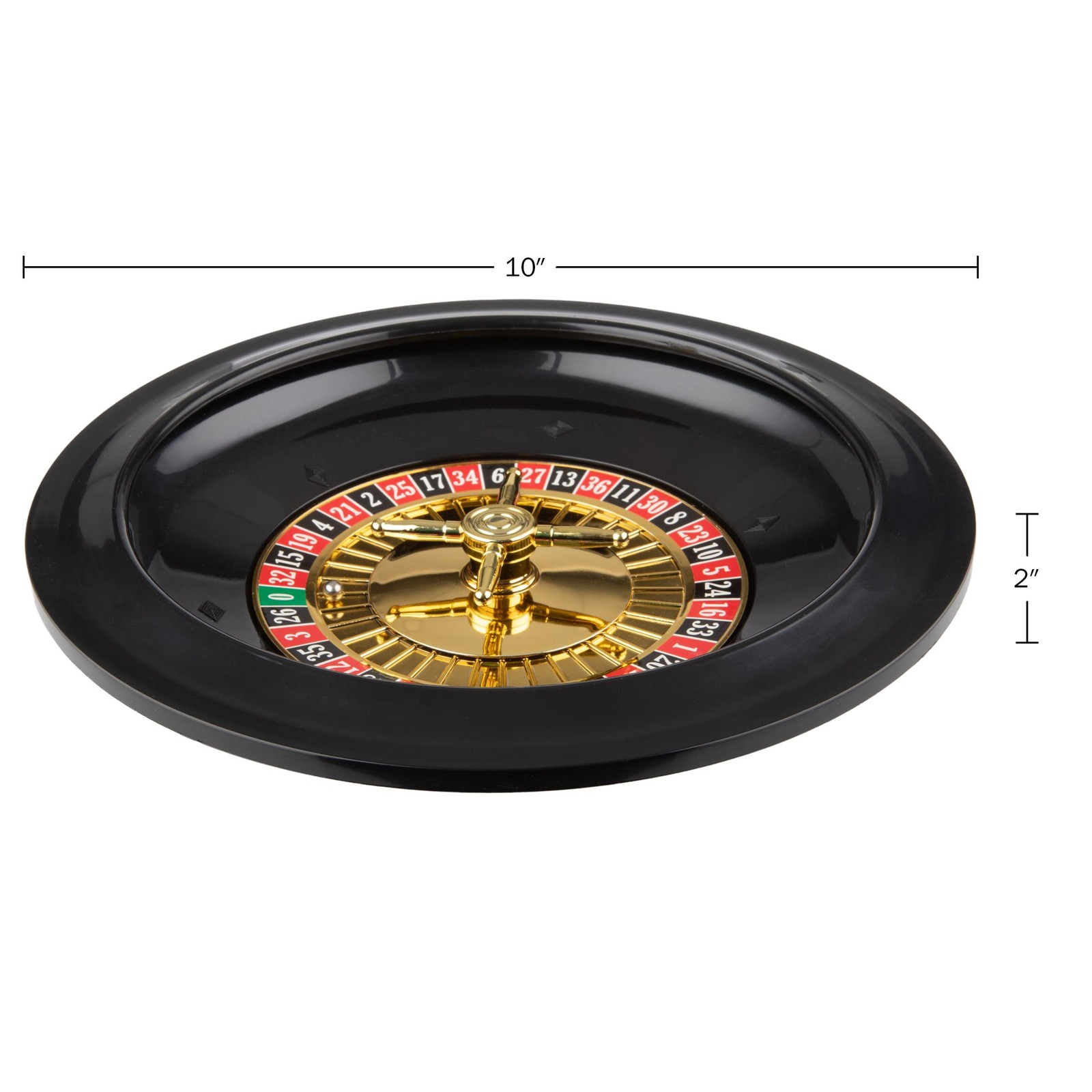 Roulette Table Wheel - 10 Inch Poker Roulette Wheel Set with Spinning Brass T