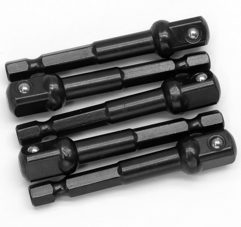 5 Pcs 3/8 Inch Impact Adapter Square Socket, Black Drill Socket Extension Driver