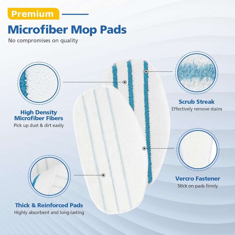 6 Pack Replacement Steam Mop Pads Compatible with 10-In-1 Models