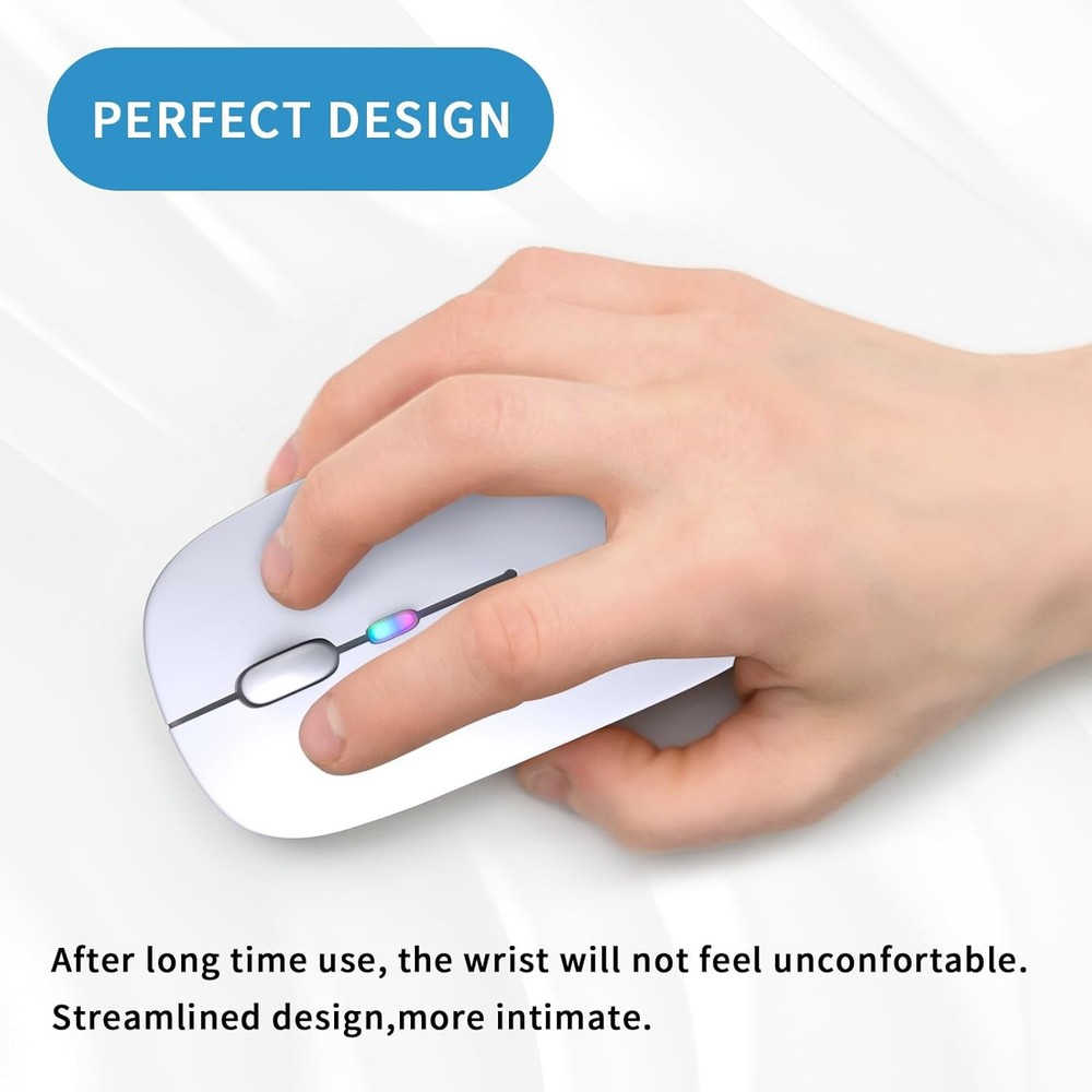Wireless Bluetooth Mouse, Rechargeable, LED, Silent, Ultra-thin Design (Bluetoot