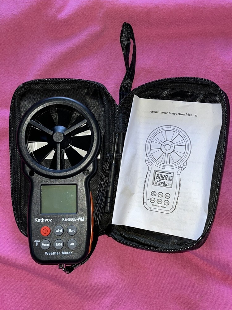 Kethvoz ke-866b-wm Digital Anemometer Low Use Wind Speed Meter In Case Tested