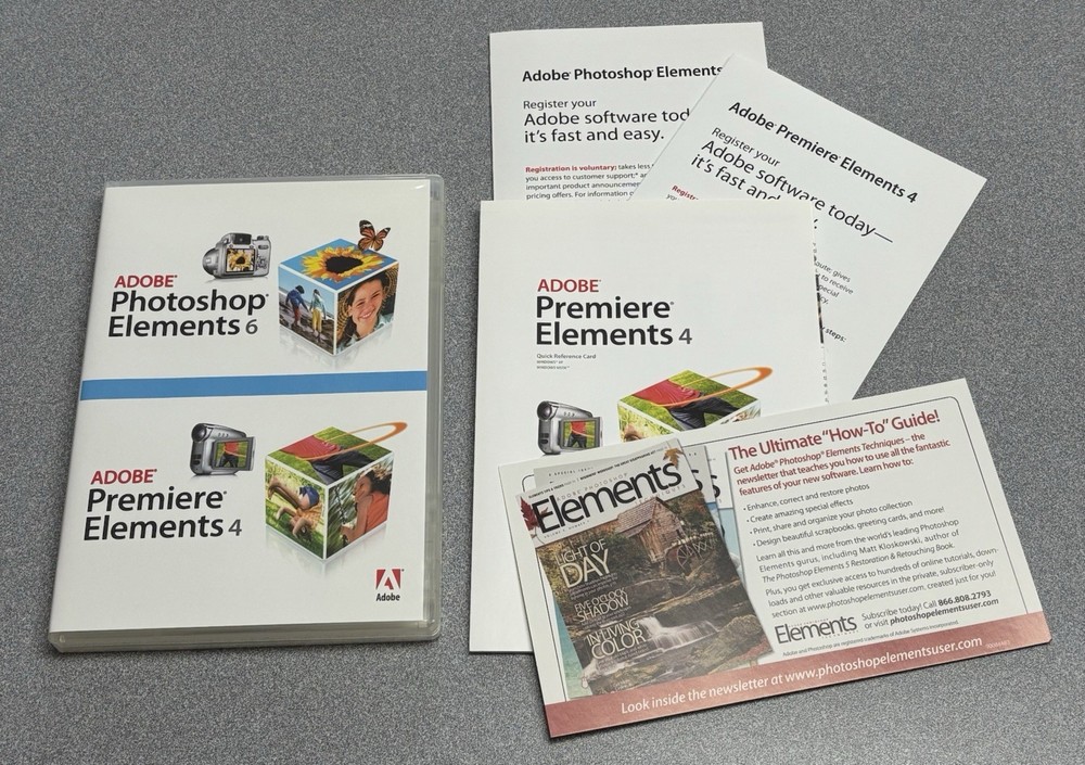 Adobe Photoshop Elements 6 & Premiere Elements 4 PC Clean Discs