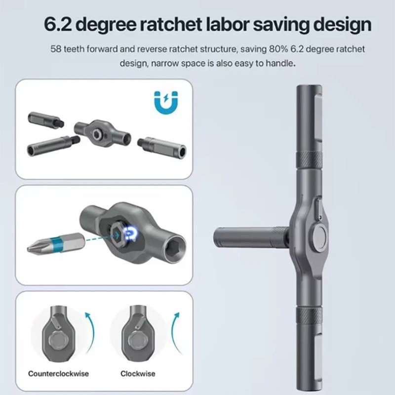24in1 Multifunction Ratchet Screwdriver Set Multi Magnetic Bits Mini Repair Tool