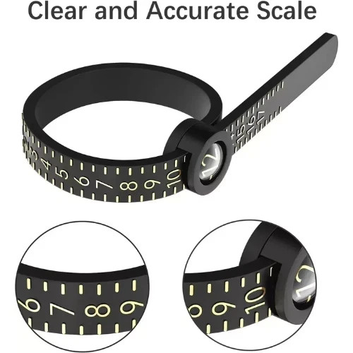Ring Sizer Measuring Tool US Sizes Finger Size Gauge with Magnifier Adjustable📝