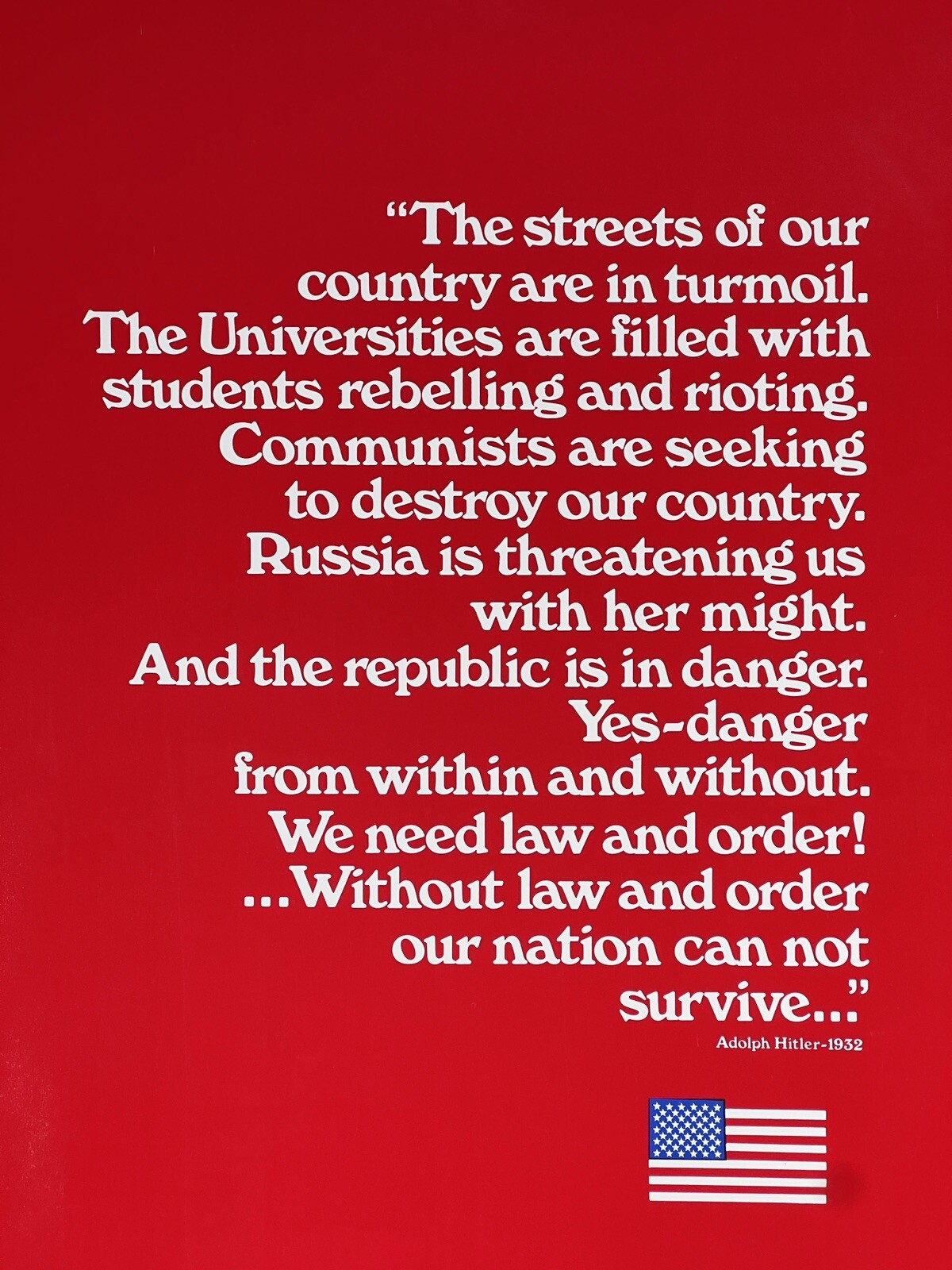 Vintage Atomic Energy Group 1970 Hitler Quote Anti War Poster Political Poster