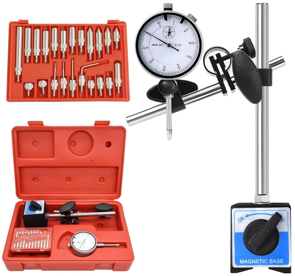 Dial Indicator with Magnetic Base and Point Precision Inspection Set, Dial I...