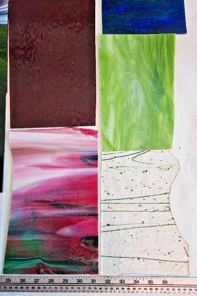 9 & 1/3 Pounds of Assorted Multicolor Stained-Glass Large Scraps/Sheets