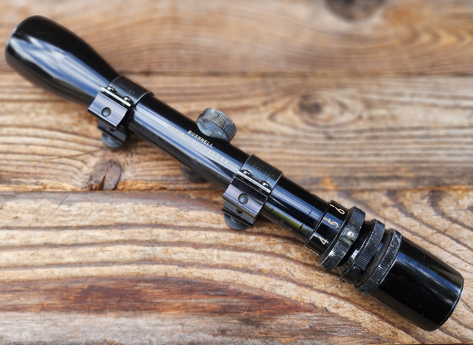 Bushnell Scope Chief IV 2.5X-8X Rifgle Scope w/ Weaver Mounts - Fine Reticle