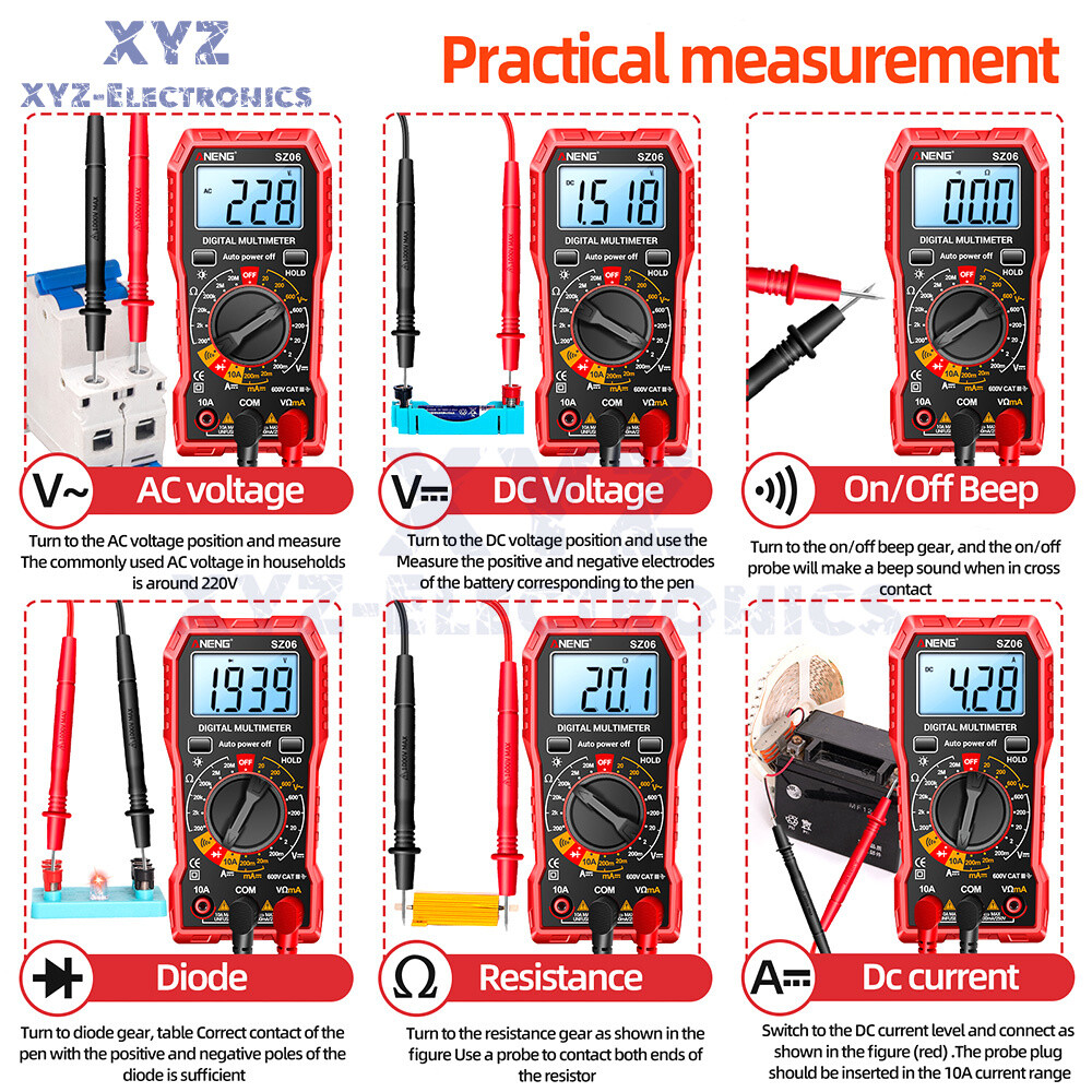 ANENG SZ06 LCD Digital Multimeter 2000 Count AC/DC Voltmeter Ammeter Volt Meter