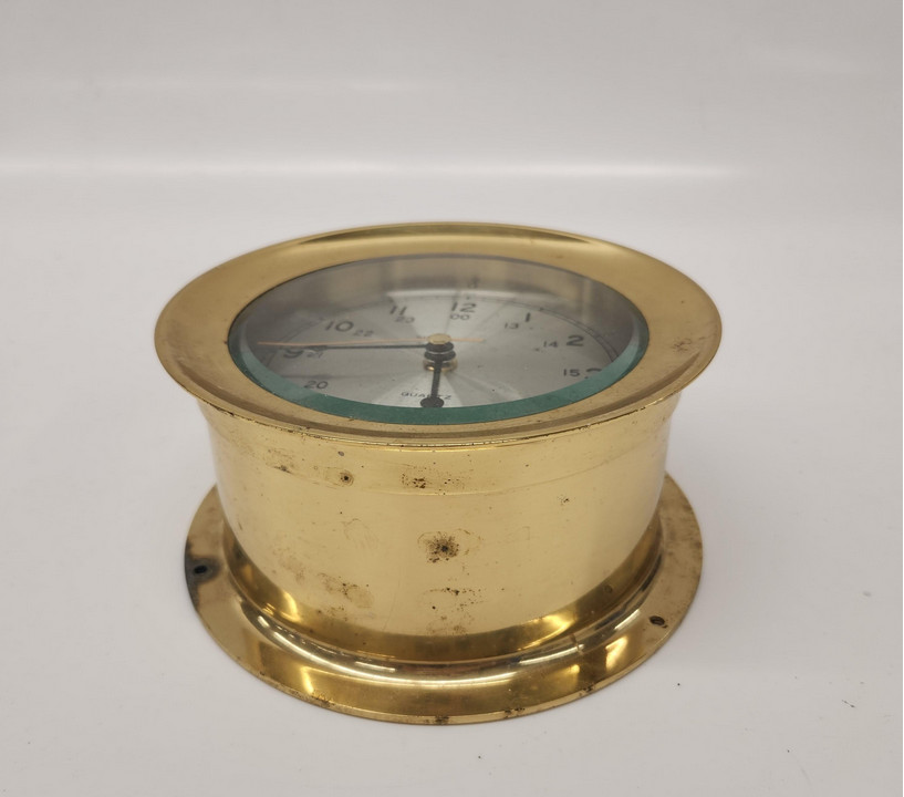 Vintage Brass Quartz Ship's Time Clock - Model C007