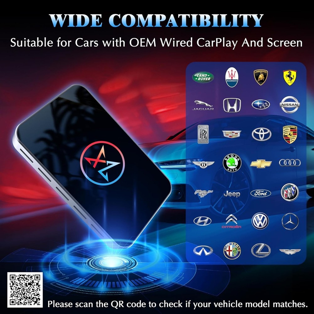 AI Box Wireless CarPlay Android Auto Adapter Plug & Play 4GB RAM + 32GB ROM