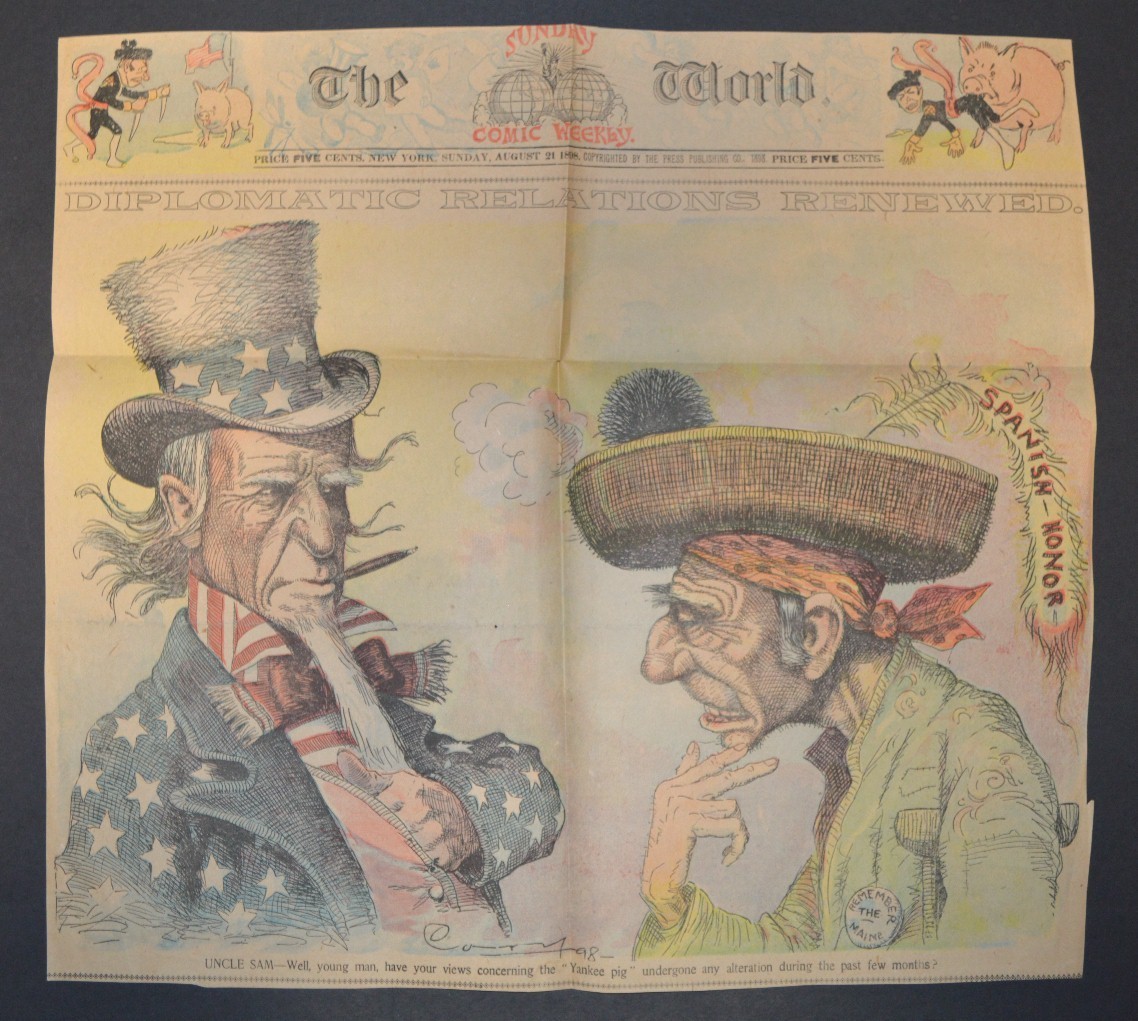 Antique 1898 SPANISH AMERICAN WAR SCRAPBOOK, Huge, Original ! Remember the Maine