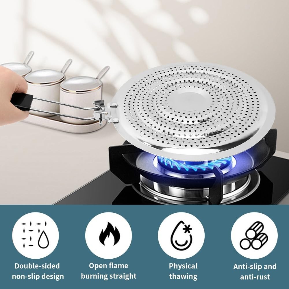 Heat Diffuser, Stainless Steel Induction Adapter Plate with Foldable Handle C...