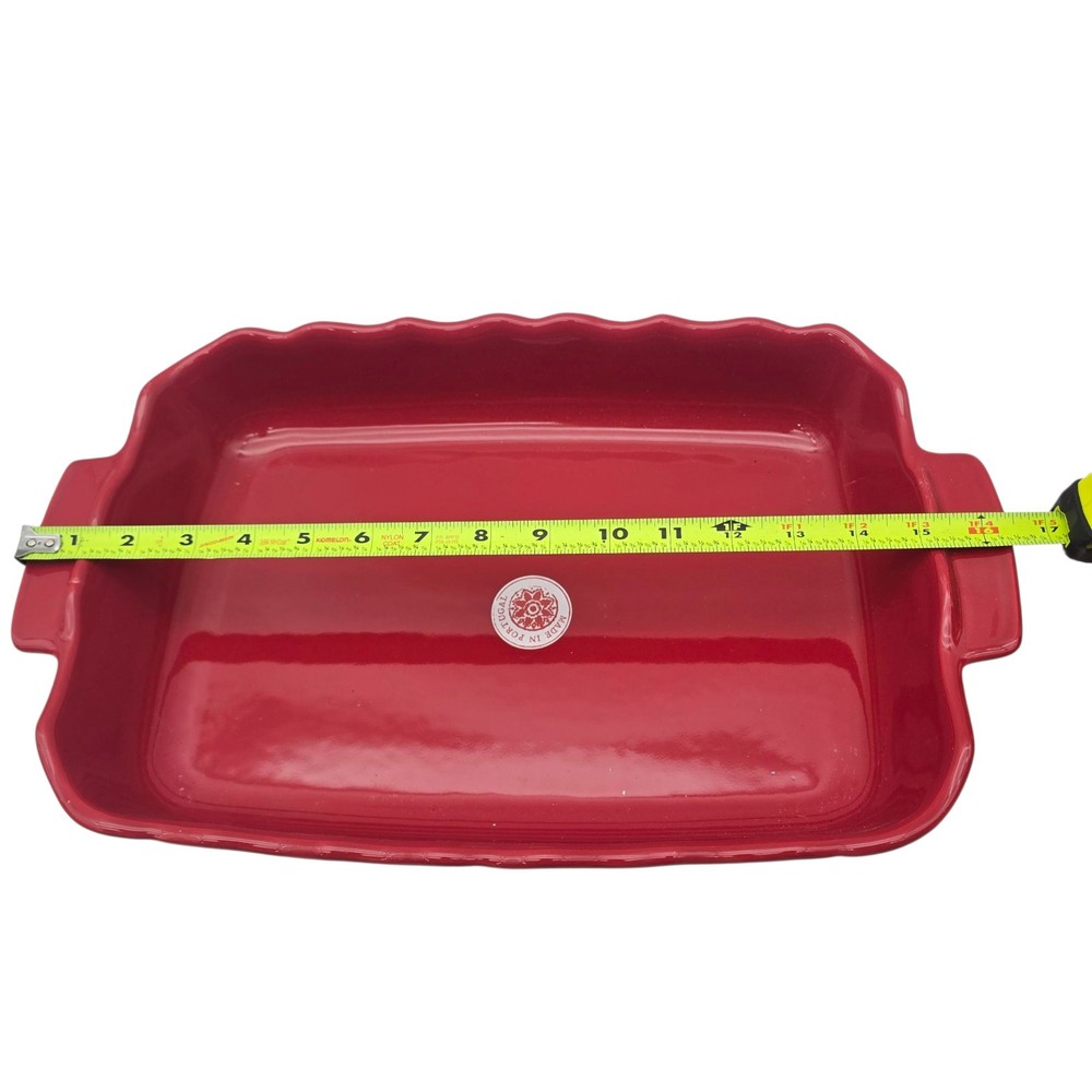 Matceramica Red Rectangular Stoneware Baker Casserole Dish Scalloped Rim
