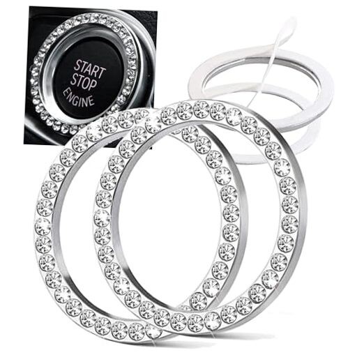 2pcs Bling Car Engine Start Button Cover Diamond Crystal Push 2Pcs Crystal