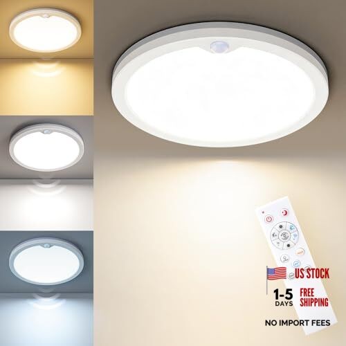 Motion Sensor Ceiling Light with Remote, Night Light 2000K, 8.7 Inch 1 Pack