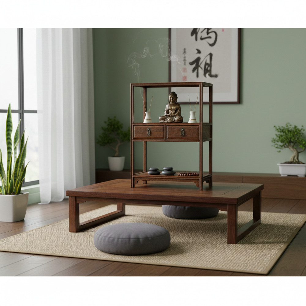 Chinese Brown Stain Wood Rectangular Small Curio Display Stand GB250
