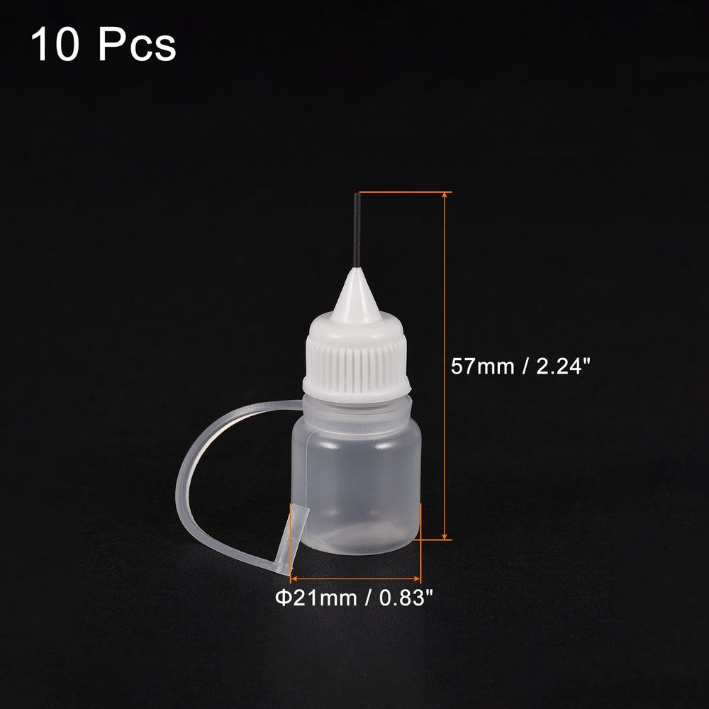 10Pcs 3ml Needle Tip Bottle Plastic Dropper Bottles White Cap