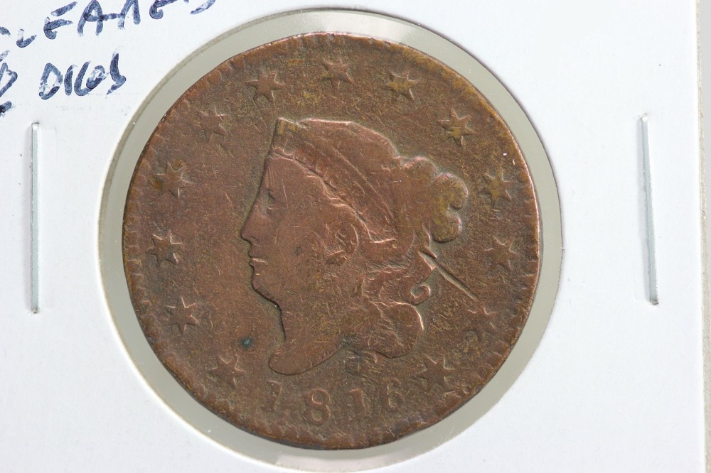 1816 Coronet Head Large Cent Cleaned 5GKN
