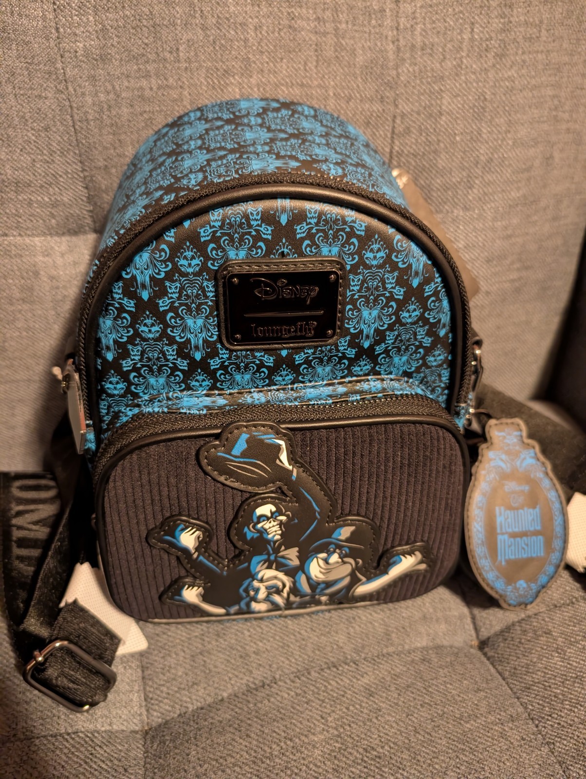 Loungefly Disney Haunted Mansion Hitchhiking Ghosts Convertible Glow Backpack