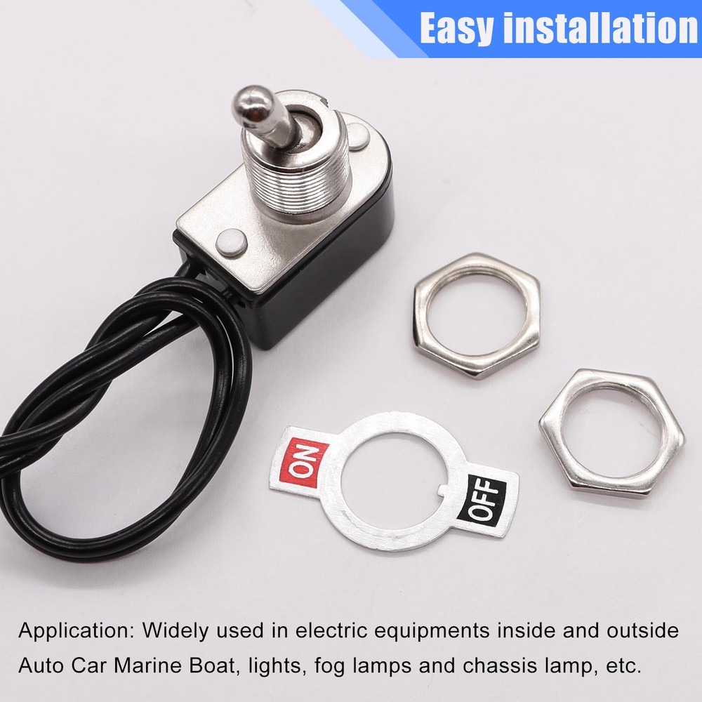 2Pcs Toggle Switch SPST 2 Position Latching On/Off 6A AC 125V /10A DC 12V Toggle