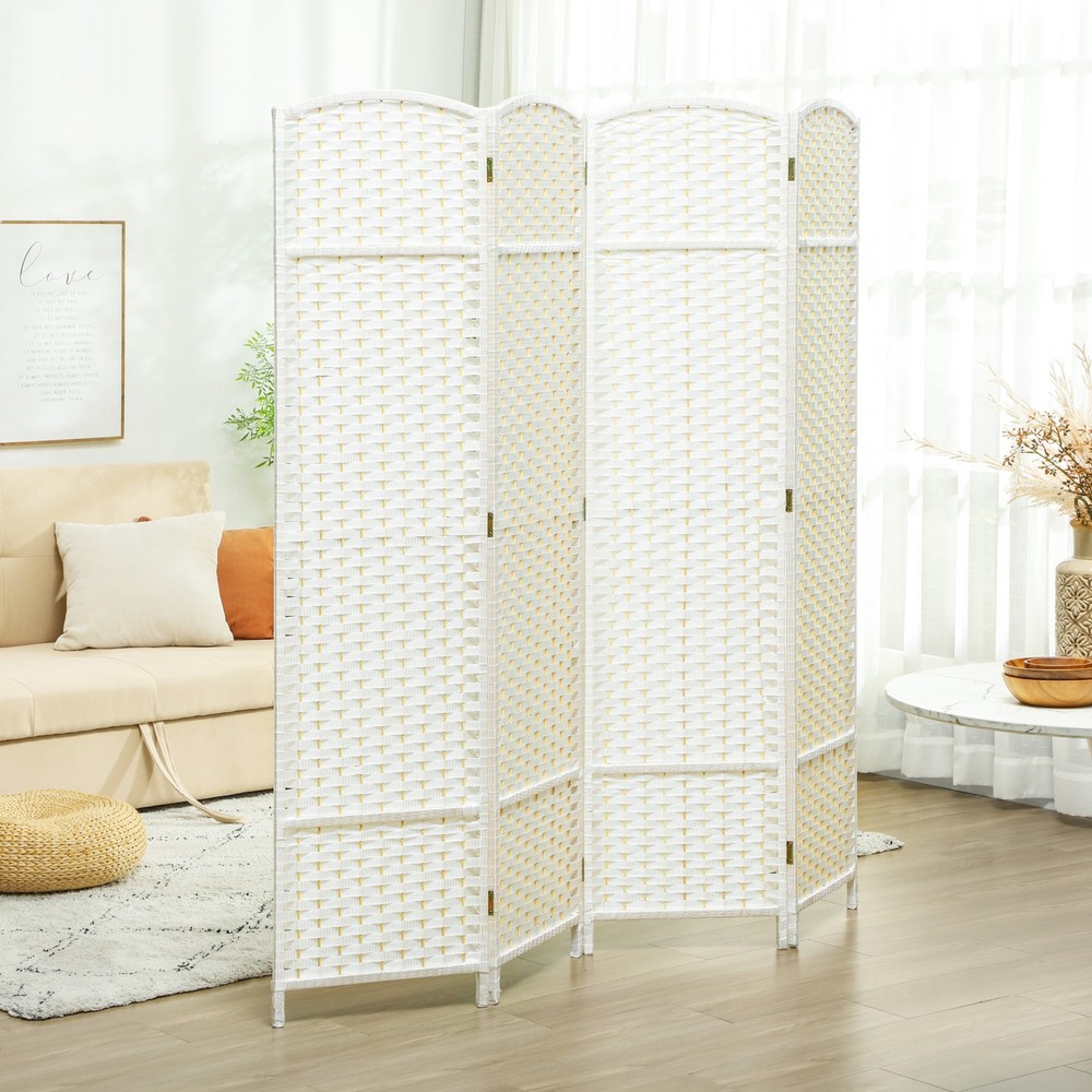 4 Panel Room Divider Freestanding Folding Privacy Screen White