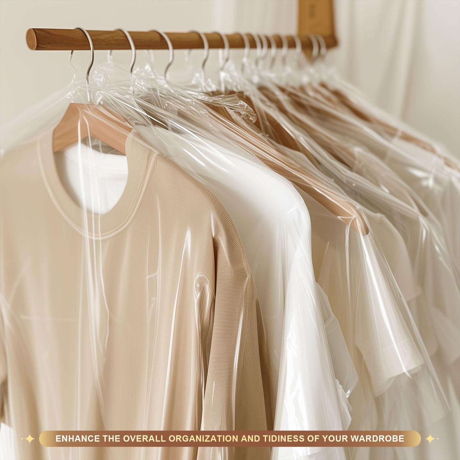 40 Pcs Dry Cleaner Clothes Covers Plastic Clear Garment Bags for Clothes 60X90Cm