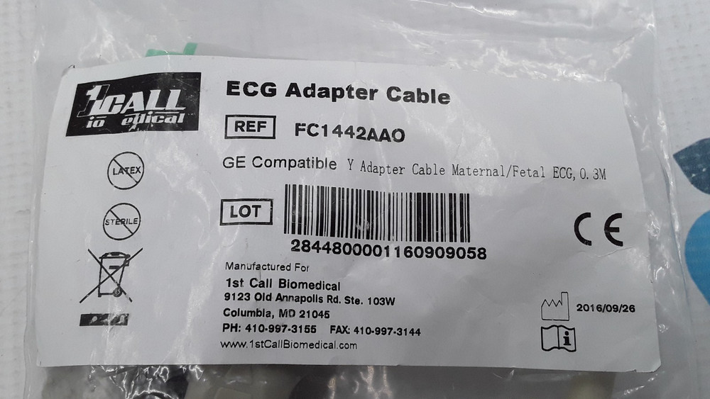 1st Call Biomedical ECG Adapter Cable REF FC1442AAO