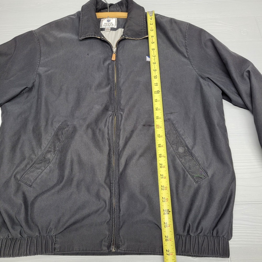Peter Millar Black Full Zip Lightweight Golf Jacket Size Large Distressed