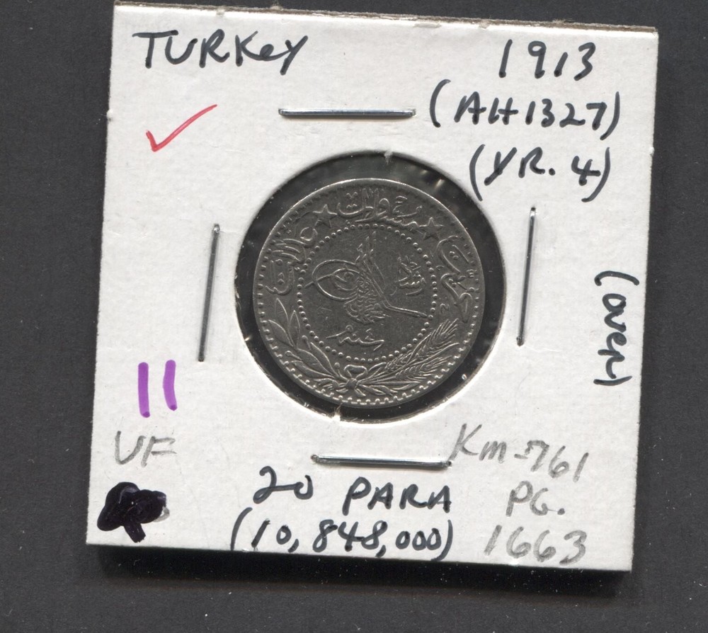 1913- Turkey-VF-20 Paras